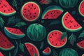 wonderful background with many watermelons pattern Generative AI Royalty Free Stock Photo