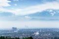 Wonderful Bandung cityscape with misty mountain