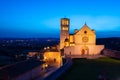 The Basilica of St. Francis in Assisi, Italy, at sunset