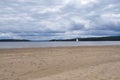 Wonderful beach on Taureau Lake, in Quebec, Canada, on a cloudy day