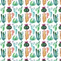 Wonderful beautiful bright mexican tropical hawaii floral pattern colorful cactus with flowers vertical pattern paint like child w