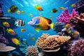 Wonderful and beautiful underwater world with corals and tropical fish, Tropical coral reefs and marine life with colorful fishes Royalty Free Stock Photo