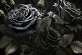 Wonderful black roses background. Fantastic lovely turquoise rose isolated on black background, unusual flower