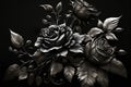 Wonderful black roses background. Fantastic lovely turquoise rose isolated on black background, unusual flower