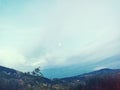 Wonderful blue landscape with mountains of Appennino in Marzabotto