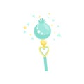 Wonderful blue stick with magical power. Fairytale magic wand. Concept of witchcraft and miracle. Colorful simple icon Royalty Free Stock Photo