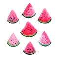 Wonderful bright colorful delicious tasty yummy ripe juicy cute lovely red summer fresh dessert slices of watermelon pat