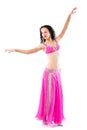 Wonderful brunette in the pink dress of an oriental dancer Royalty Free Stock Photo