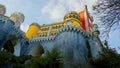 Wonderful castle of Palacio de Pena in Portugal - CITY OF LISBON - SINTRA. PORTUGAL - OCTOBER 15, 2019