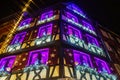 Wonderful Christmas highlighting in Colmar, Alsace, France. Street and houses decoration Royalty Free Stock Photo