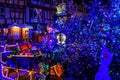 Wonderful Christmas highlighting in Colmar, Alsace, France. Street and houses decoration Royalty Free Stock Photo