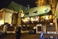 Christmas illumination on a street in Colmar Old town, Alsace, France. Royalty Free Stock Photo