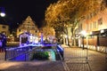 Christmas illumination on a street in Colmar Old town, Alsace, France. Royalty Free Stock Photo