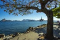 Wonderful city, city of Rio de Janeiro, Sugar Loaf and the oil and gas tower in the background, Offshore oil industry. Royalty Free Stock Photo