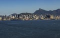 Wonderful city, Rio de Janeiro and the mountain of Christ the Redeemer or Corcovado in the background, Brazil. Royalty Free Stock Photo