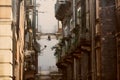 Beautiful amazing picturesque ancient city of Naples in Italy. Narrow dirty streets and shabby buildings