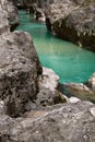 Wonderful colorful great canyon gorge of soca river, triglav national park, slovenia Royalty Free Stock Photo