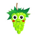 A wonderful concept of green grapes with eyes on a white background