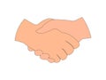 A wonderful concept of handshake of two isolated hands