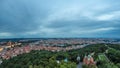 Wonderful day to night timelapse View To The City Of Prague From Petrin Observation Tower In Czech Republic Royalty Free Stock Photo