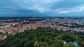 Wonderful day to night timelapse View To The City Of Prague From Petrin Observation Tower In Czech Republic Royalty Free Stock Photo
