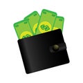 Wonderful design of a full black purse of dollar bills