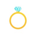 Wonderful design of the golden ring with a large blue diamond