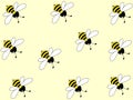 Wonderful design of hard-working bees on a light yellow background Royalty Free Stock Photo