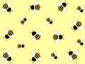 Wonderful design of hard-working bees on a light yellow background Royalty Free Stock Photo