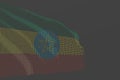 Cute any occasion flag 3d illustration - modern image of Ethiopia isolated flag made of glowing dots wave on grey background