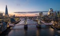 Wonderful evening view over London and Tower Bridge from above - LONDON, UK - DECEMBER 20, 2022