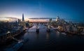 Wonderful evening view over London and Tower Bridge from above