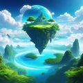 Wonderful and exotic Environment of the Allen Planet The Floating Island amid the Cloud Digital CG art from video concept