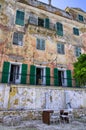 Wonderful facade of an old mansion in Gaios village, Paxoi island, Greece