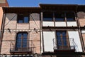 Wonderful Facades Of Houses Dating From The Middle Ages In The Main Street Of Alcala De Henares. Architecture Travel History. Royalty Free Stock Photo