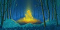 Wonderful Fantasy Forest. Fiction Backdrop. Concept Art. Realistic Illustration