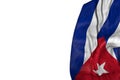 Wonderful feast flag 3d illustration - Cuba flag with large folds lying flat in left side isolated on white