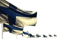 Beautiful independence day flag 3d illustration - Finland isolated flags placed diagonal, illustration with soft focus and place