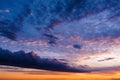 Wonderful fluffy clouds at sunset sky, colorful landscape as natural background Royalty Free Stock Photo