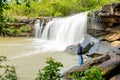 Wonderful freshwater waterfall in the forest.