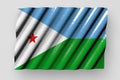 Wonderful glossy flag of Djibouti with big folds lying isolated on grey - any feast flag 3d illustration