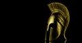 A wonderful golden spartan helmet as part of the equipment of ancient Greek soldiers