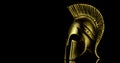 A wonderful golden spartan helmet as part of the equipment of ancient Greek soldiers