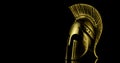 A wonderful golden spartan helmet as part of the equipment of ancient Greek soldiers