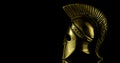 A wonderful golden spartan helmet as part of the equipment of ancient Greek soldiers