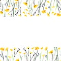 Wonderful gorgeous cute tender delicate bright floral spring summer colorful yellow wildflowers with buds and leaves pattern Royalty Free Stock Photo