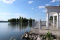 Wonderful green island on the city lake