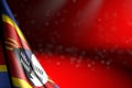 Wonderful image of Swaziland flag hanging in corner on red with bokeh and free space for your text - any feast flag 3d