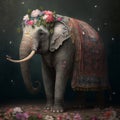 Indian Elephant fully decorated with flowers