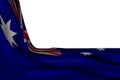 Wonderful independence day flag 3d illustration - isolated mockup of Australia flag hangs in corner on white with empty place for